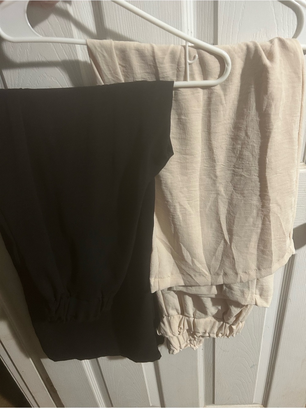Black and Cream Elastic Waistband Wide Leg Pants - 2 Pack